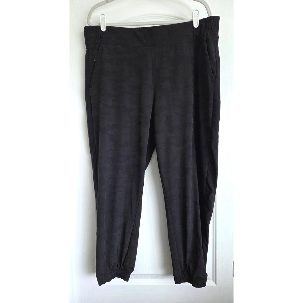 Athleta Brooklyn Camo Jogger Black Textured Jacquard‎ Pants Womens 18